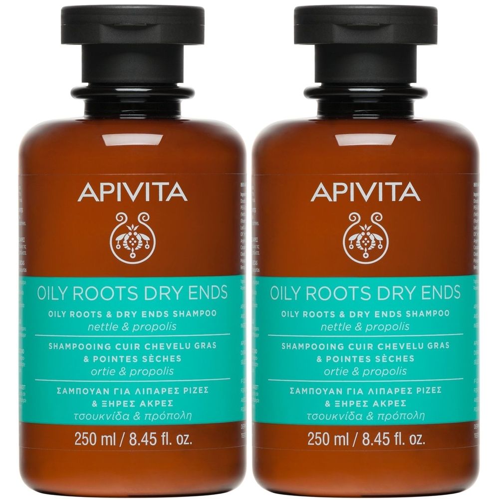 APIVITA OILY ROOTS DRY ENDS Shampoo Cute Grassa e Punte Secche Set da 2