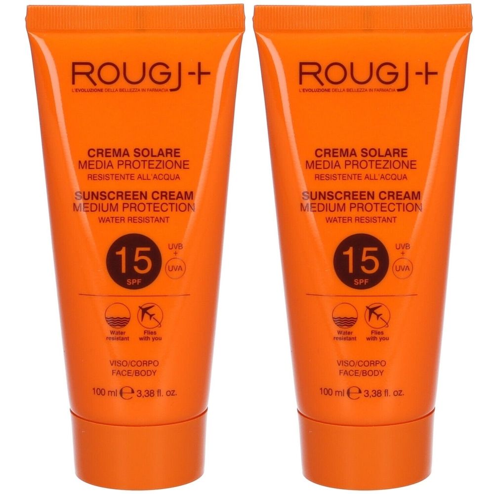 ROUGJ+ Crema Solare Media Protezione SPF15 Set da 2