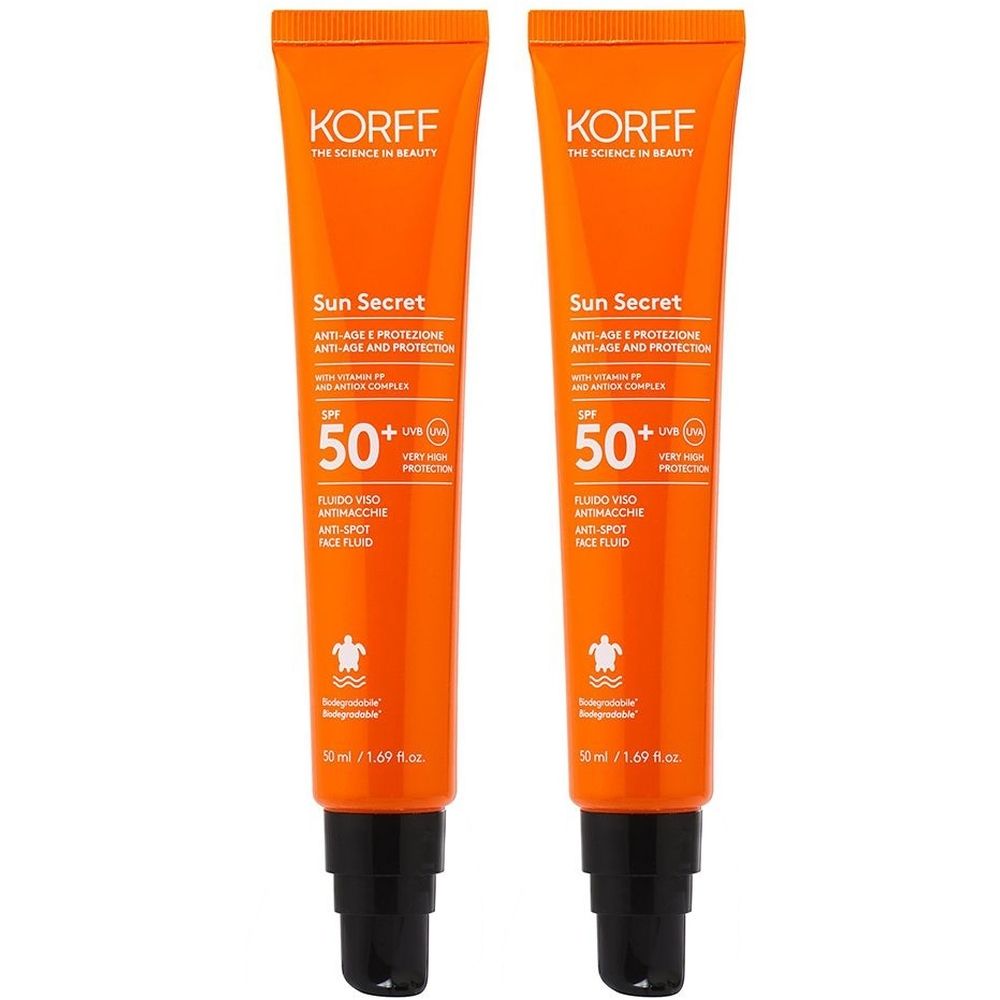 Korff Sun Secret Fluido Viso Antimacchie Spf 50+ Set da 2