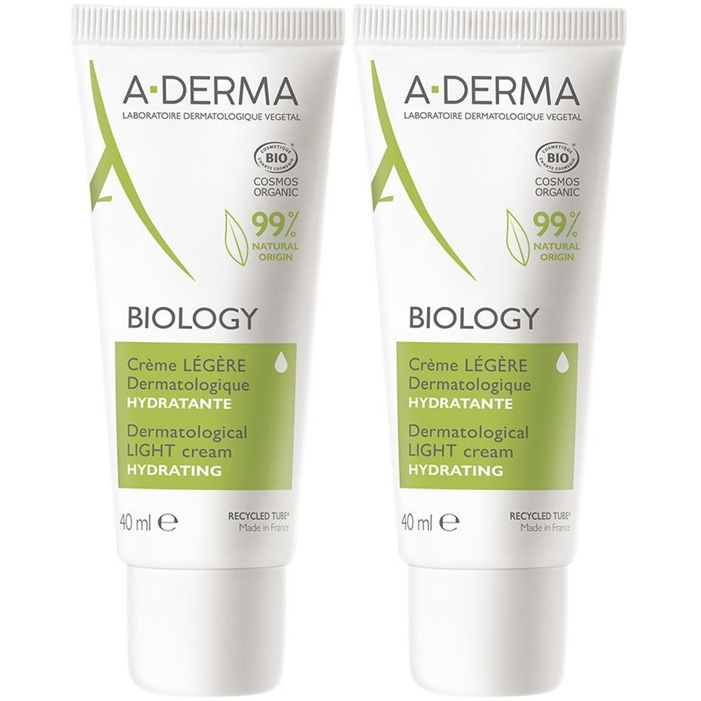 A-Derma Biology Crema Leggera dermatologica idratante 40ml - Pelle normale, pelle mista Set da 2