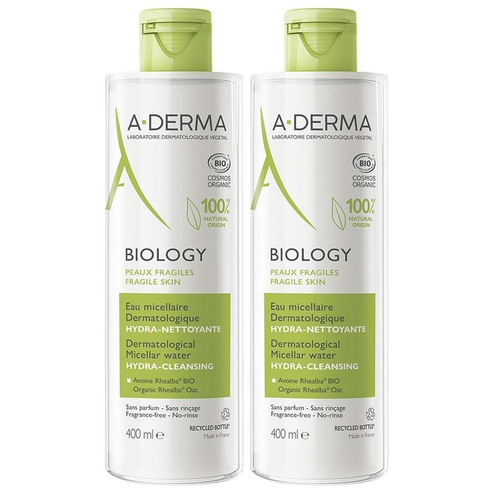 A-DERMA BIOLOGY Acqua Micellare Dermatologica Idra-detergente Set da 2