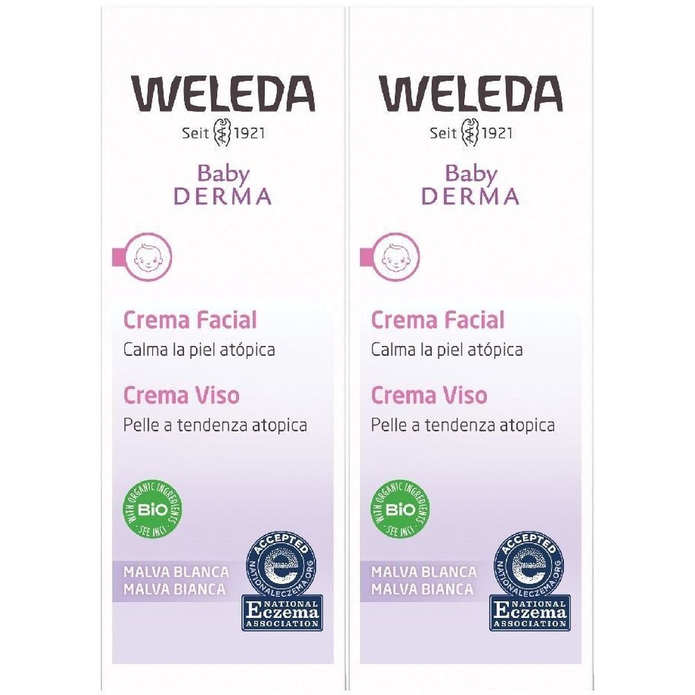 WELEDA Baby Derma Malva Bianca Crema Viso Set da 2