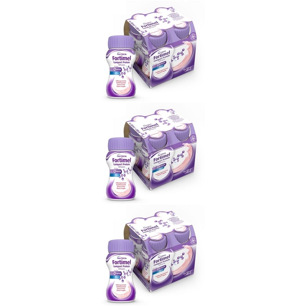 Nutricia Fortimel Compact Protein,Fragola,Ipercalorico/proteico,4x125ml Set da 3