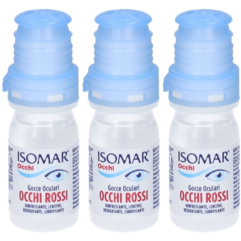 Isomar Occhi Rossi Gocce Oculari Acido Ialuronico 0,20% Set da 3
