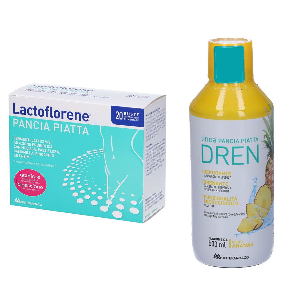 Lactoflorene Pancia Piatta  + Pancia Piatta DREN Soluzione Orale Flacone Gusto Ananas