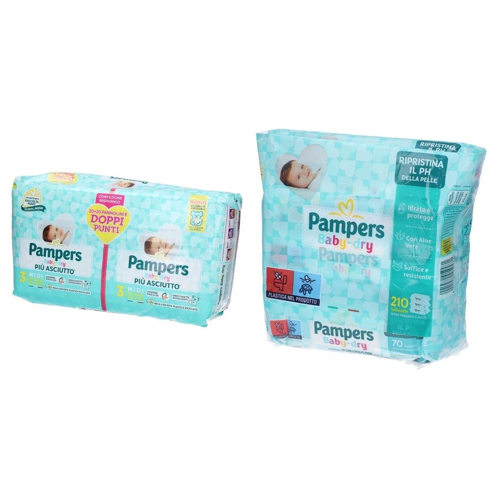 Pampers Baby Dry 3/9kg + Salviette Baby Fresh Pacco Multiplo