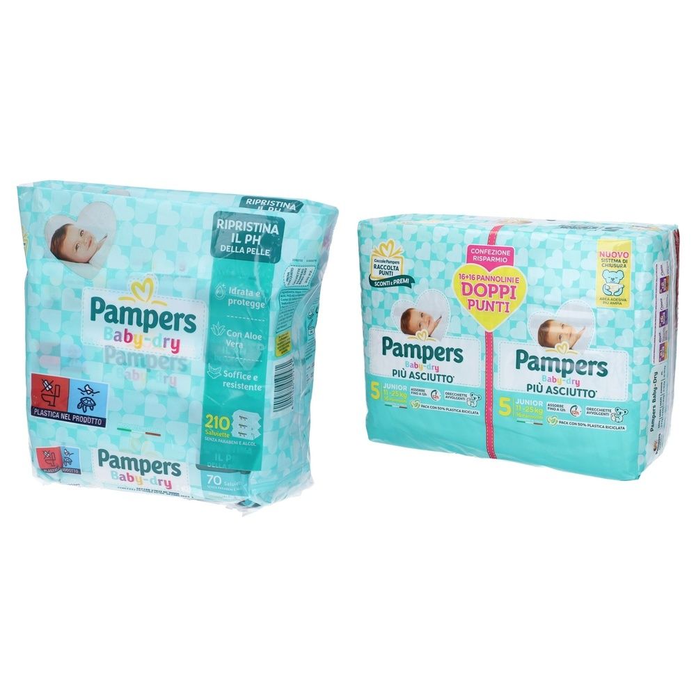 Pampers Baby Dry 11/25kg + Salviette Baby Fresh Pacco Multiplo