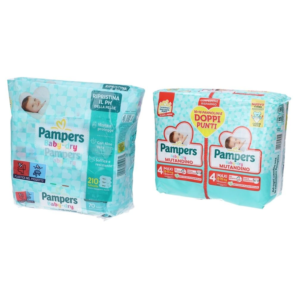 Pampers Baby Dry Mutandino 4 Maxi + Salviette Baby Fresh Pacco Multiplo