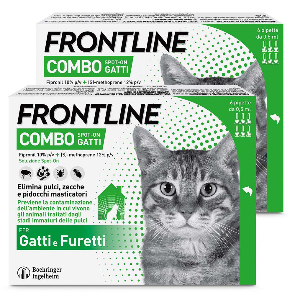 Frontline Combo Gatti x6 Pipette, Antiparassitario Contro Pulci, Zecche E Pidocchi Set da 2