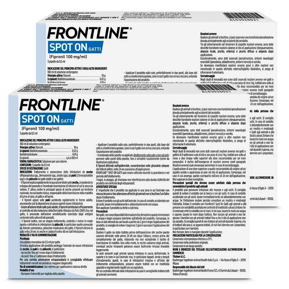 FRONTLINE SPOT-ON GATTI*soluz 3 pipette 0,5 ml 50 mg Set da 2