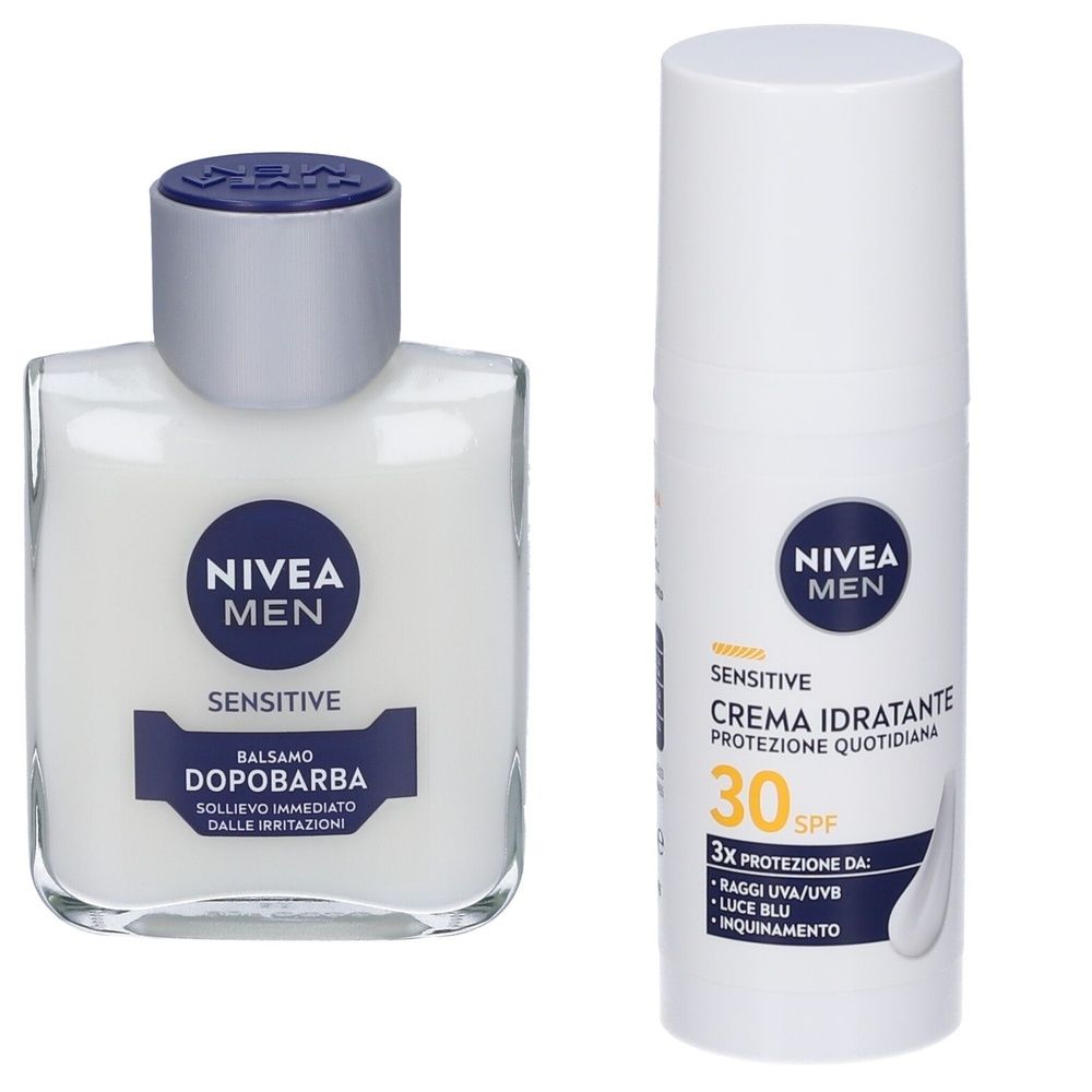 Nivea Men Sensitive Crema Viso Uomo Idratante + Balsamo Dopobarba Uomo Pelli Sensibili