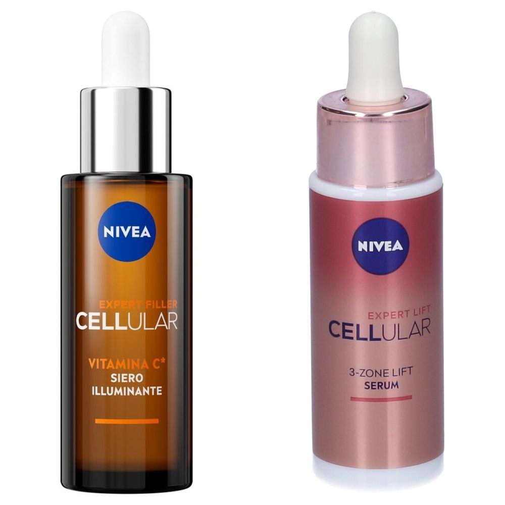 Nivea Cellular Expert Filler Siero Viso Vitamina C Illuminante + Siero Viso Antirughe Effetto Lifting