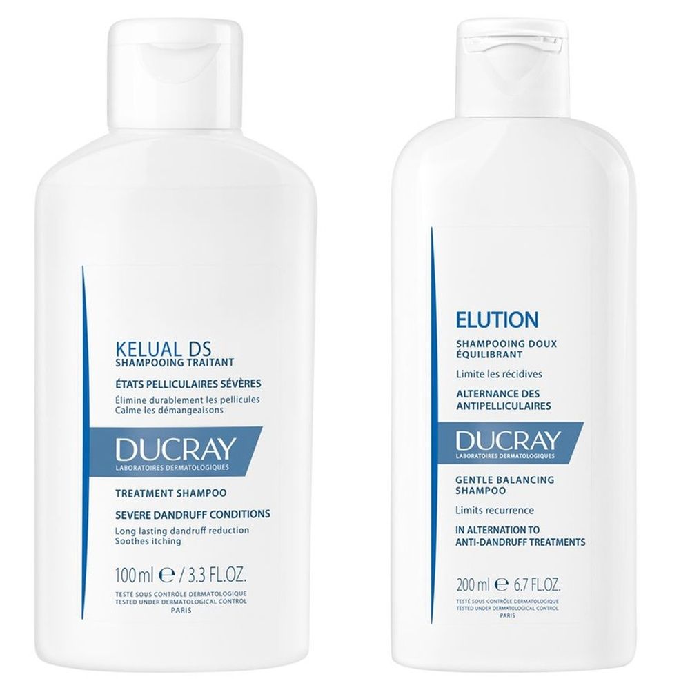Ducray Kelual DS Shampoo trattante contro la forfora severa + Shampoo equilibrante delicato Antiforfora