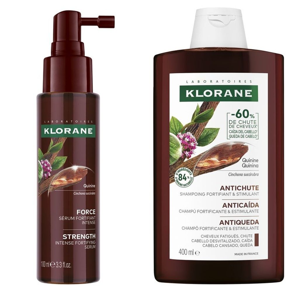 Klorane Shampoo Fortificante & Stimolante alla Chinina + Trattamento Fortificante Intenso alla Chinina