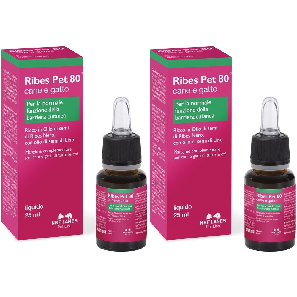 Ribes Pet 80 Gocce Olio 25 Ml Con Contagocce Set da 2