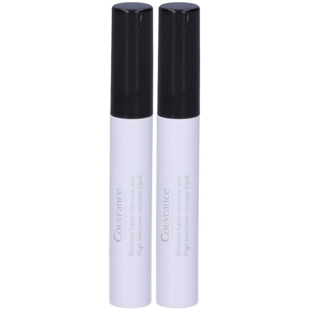 Due mascara neri. Su sfondo bianco, si legge "Couvrance" e "High tolerance mascara black".