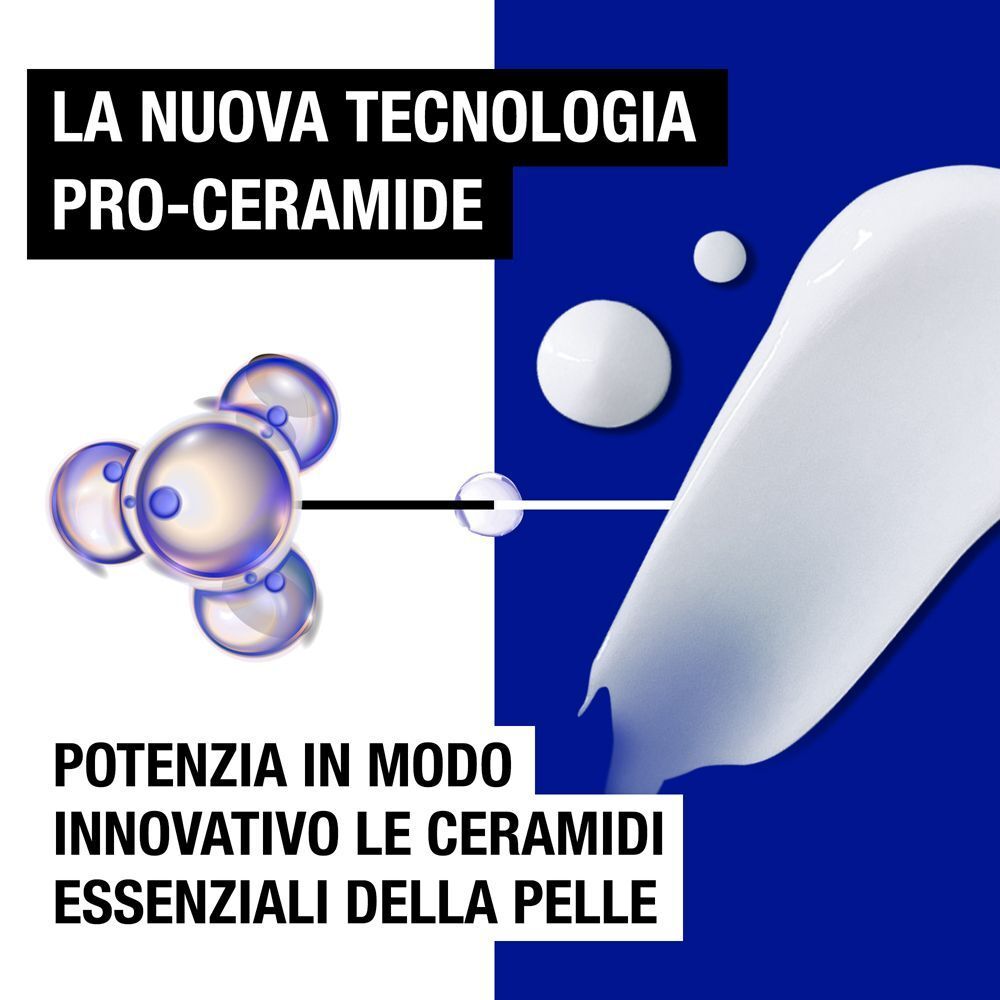 Rappresentazione molecolare e testo sulla 'Nuova Tecnologia Pro-Ceramide'.
