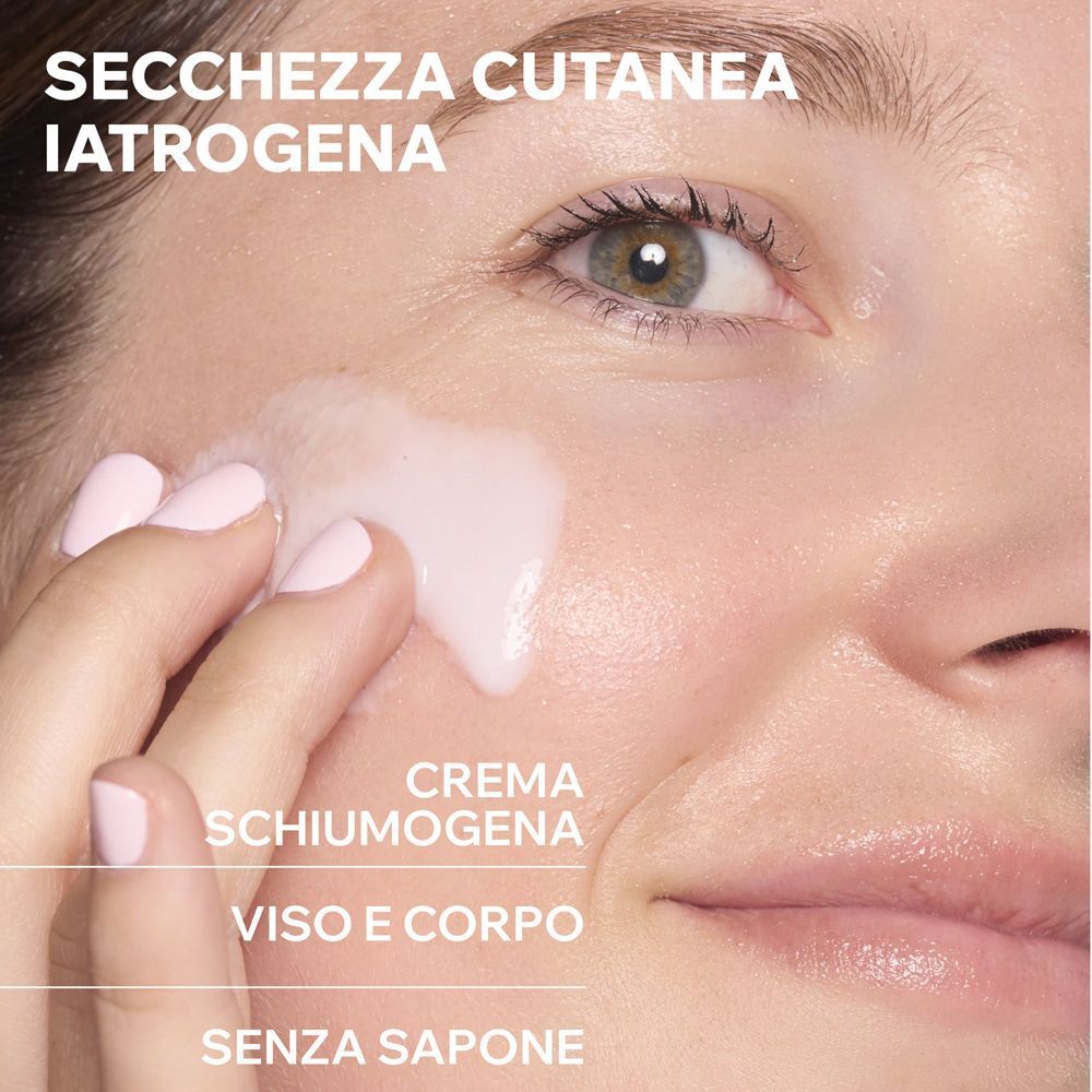 Crema schiumogena Uriage per viso e corpo, senza sapone. Per secchezza cutanea iatrogena.