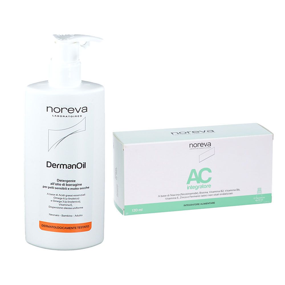 Dermana AC Integratore Alimentare + DermanOil Detergente All´Olio di Borragine