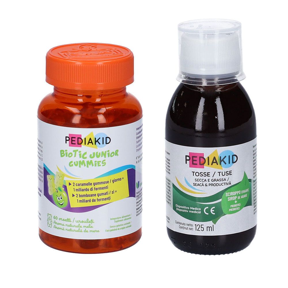 Set Pediakid Caramelle Gommose Biotic Junior + Pediakid Tosse Secca e Grassa Sciroppo