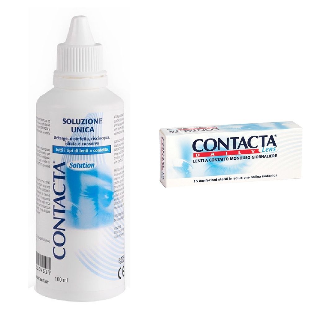 Contacta Daily Lens Lenti a Contatto Monouso Giornaliere 15 Lenti Diottrie -1,25 + Contacta® Soluzione Unica per Lenti Morbide