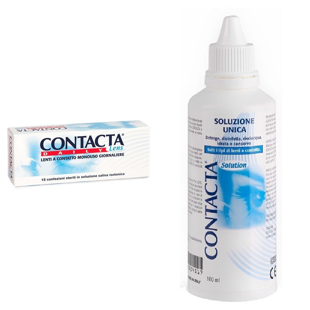 Contacta Daily Lens Lenti a Contatto Monouso Giornaliere 15 Lenti Diottrie -2,25 + Contacta® Soluzione Unica per Lenti Morbide