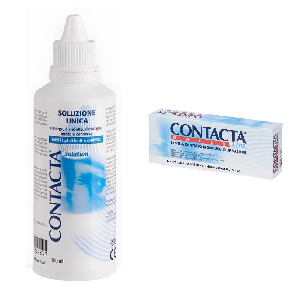 Contacta Daily Lens Lenti a Contatto Monouso Giornaliere 15 Lenti Diottrie -3,50 + Contacta® Soluzione Unica per Lenti Morbide
