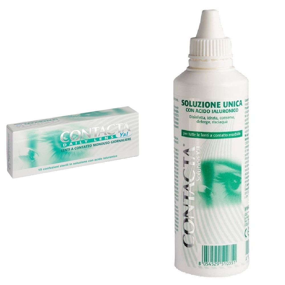 Lente A Contatto Monouso Giornaliera Contacta Daily Lens Yal 15 -3,25 15 Pezzi + Soluzione Oculare Con Acido Ialuronico Contacta 100Ml Marchio Ce