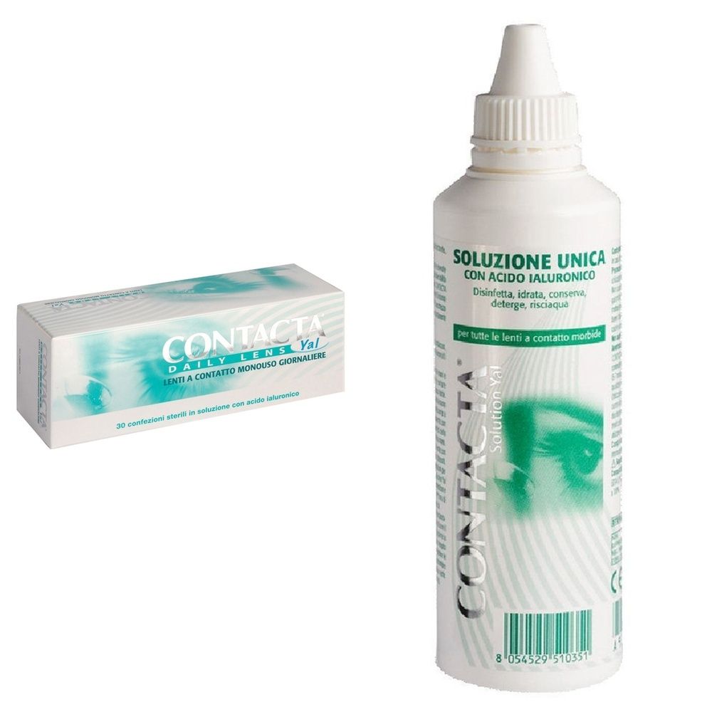 Contacta Daily Lens Yal Lenti a Contatto Monouso Giornaliere 15 Lenti Diottrie -4,50 + Soluzione Oculare Con Acido Ialuronico Contacta 100Ml Marchio Ce