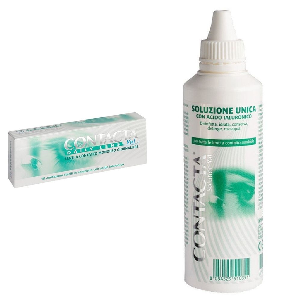 Lente A Contatto Monouso Giornaliera Contacta Daily Lens Yal 15 -5,50 15 Pezzi + Soluzione Oculare Con Acido Ialuronico Contacta 100Ml Marchio Ce