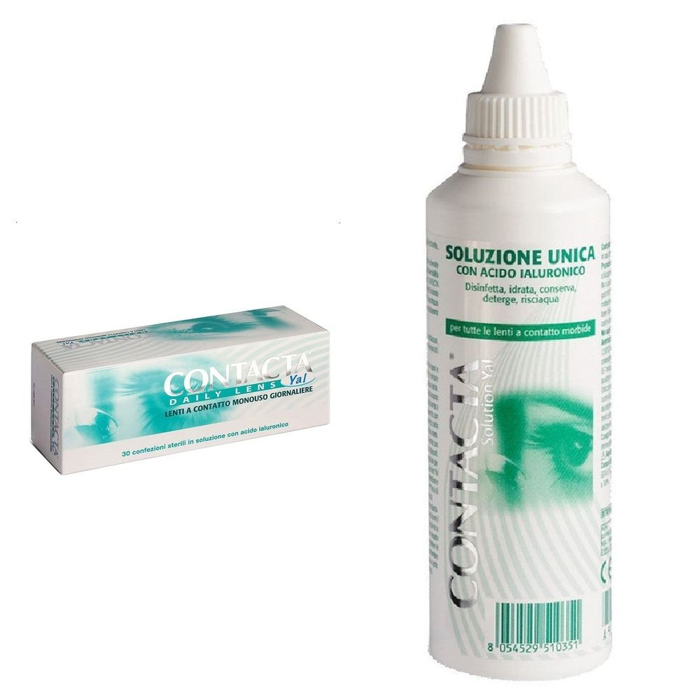 Lente A Contatto Monouso Giornaliera Contacta Daily Lens Yal 30 -2,25 30 Pezzi + Soluzione Oculare Con Acido Ialuronico Contacta 100Ml Marchio Ce