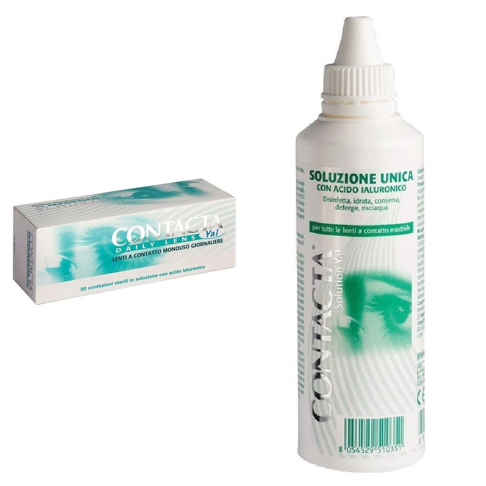Lente A Contatto Monouso Giornaliera Contacta Daily Lens Yal 30 -3,75 30 Pezzi + Soluzione Oculare Con Acido Ialuronico Contacta 100Ml Marchio Ce