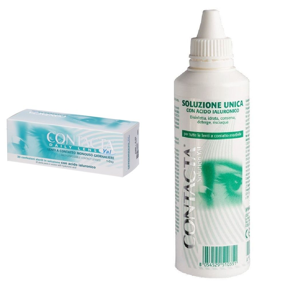 Lente A Contatto Monouso Giornaliera Contacta Daily Lens Yal 30 -5,50 30 Pezzi + Soluzione Oculare Con Acido Ialuronico Contacta 100Ml Marchio Ce