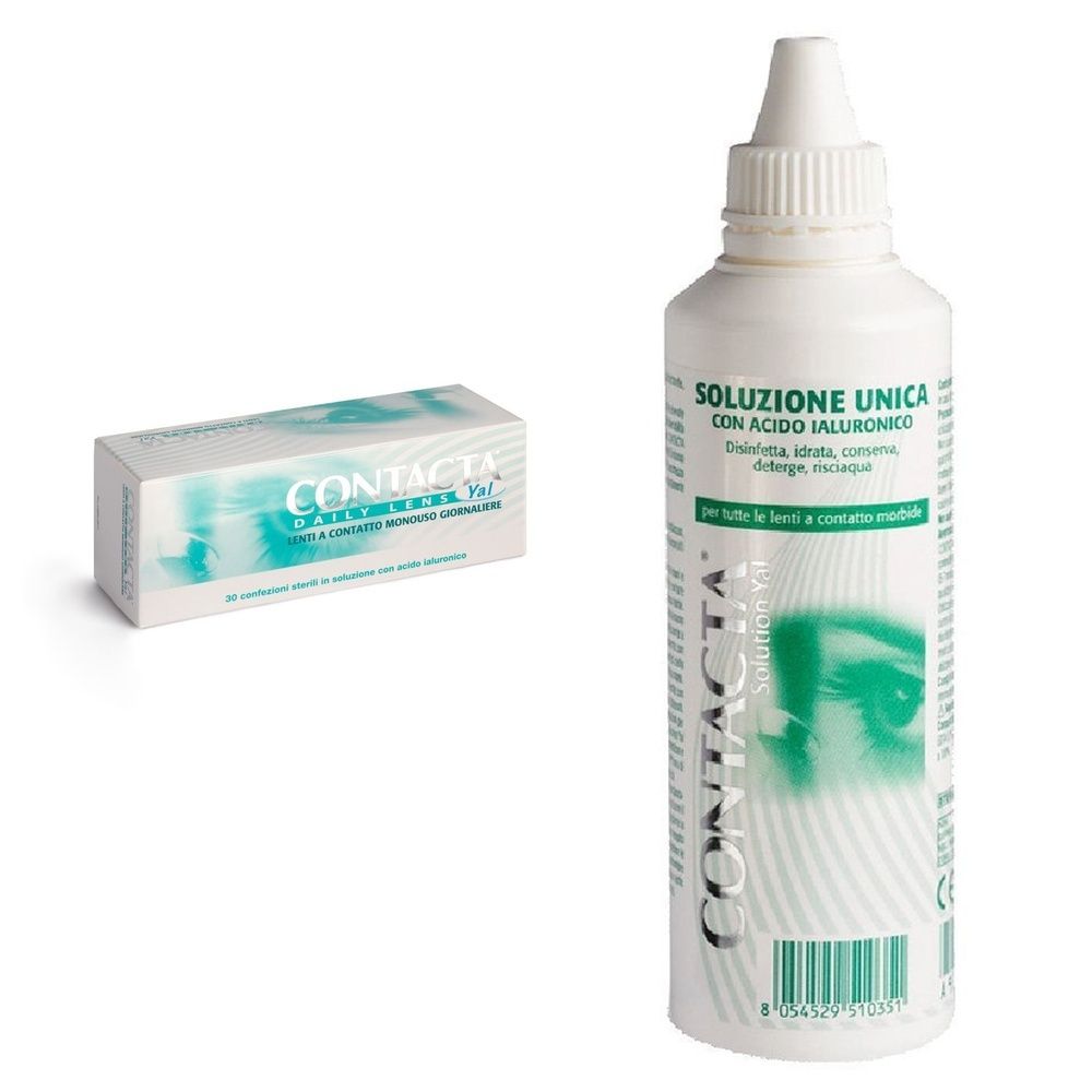 Lente A Contatto Monouso Giornaliera Contacta Daily Lens Yal 30 -6,50 30 Pezzi + Soluzione Oculare Con Acido Ialuronico Contacta 100Ml Marchio Ce