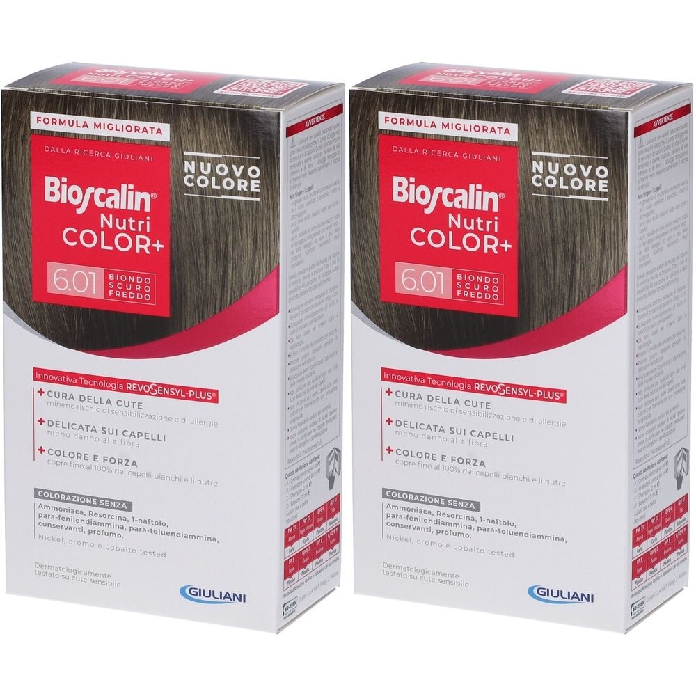 Bioscalin Nutri Color+ 6.01 Biondo Scuro Freddo Crema Colorante Set da 2