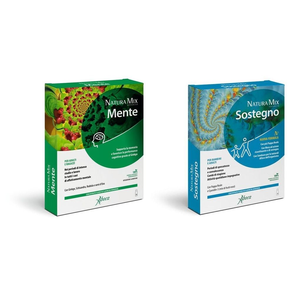 Aboca Natura Mix Advanced Sostegno Concentrato Fluido Nuova Formula + Aboca Natura Mix Advanced Mente Concentrato Fluido Flaconcini