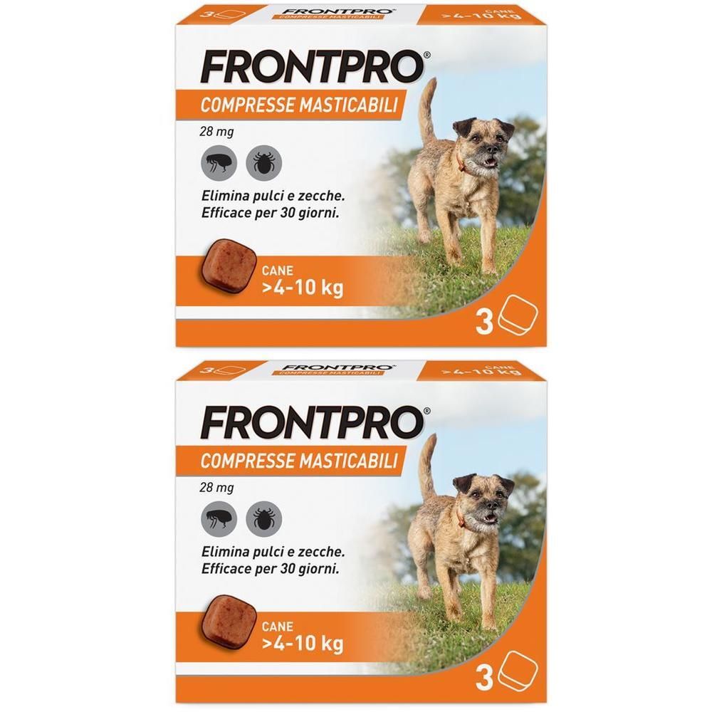 FRONTPRO x3 Compresse Masticabili, Antiparassitario Per Cani (4-10Kg) Contro Pulci E Zecche