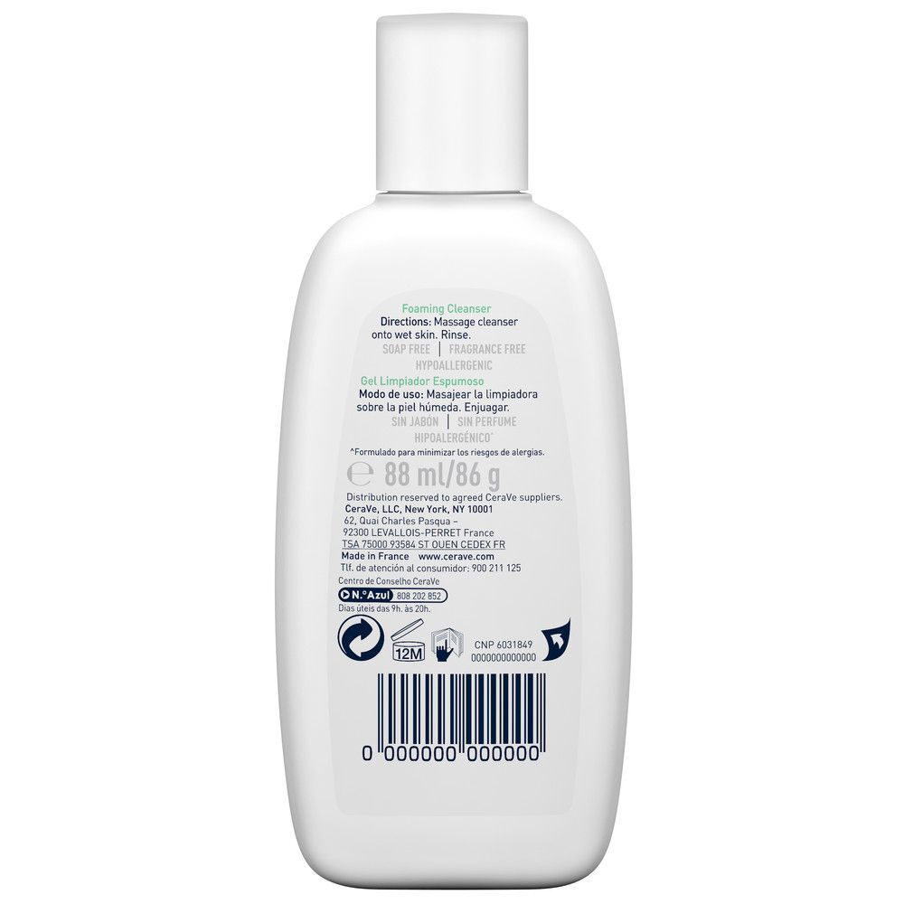 Flacone bianco con scritte verdi sul retro. Codice a barre e informazioni. Contenuto: 88 ml.