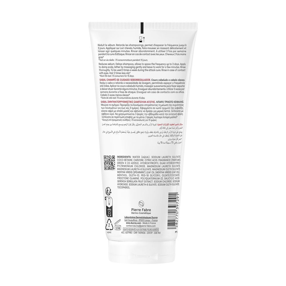 Retro di un tubo di shampoo. Testo e ingredienti visibili.
