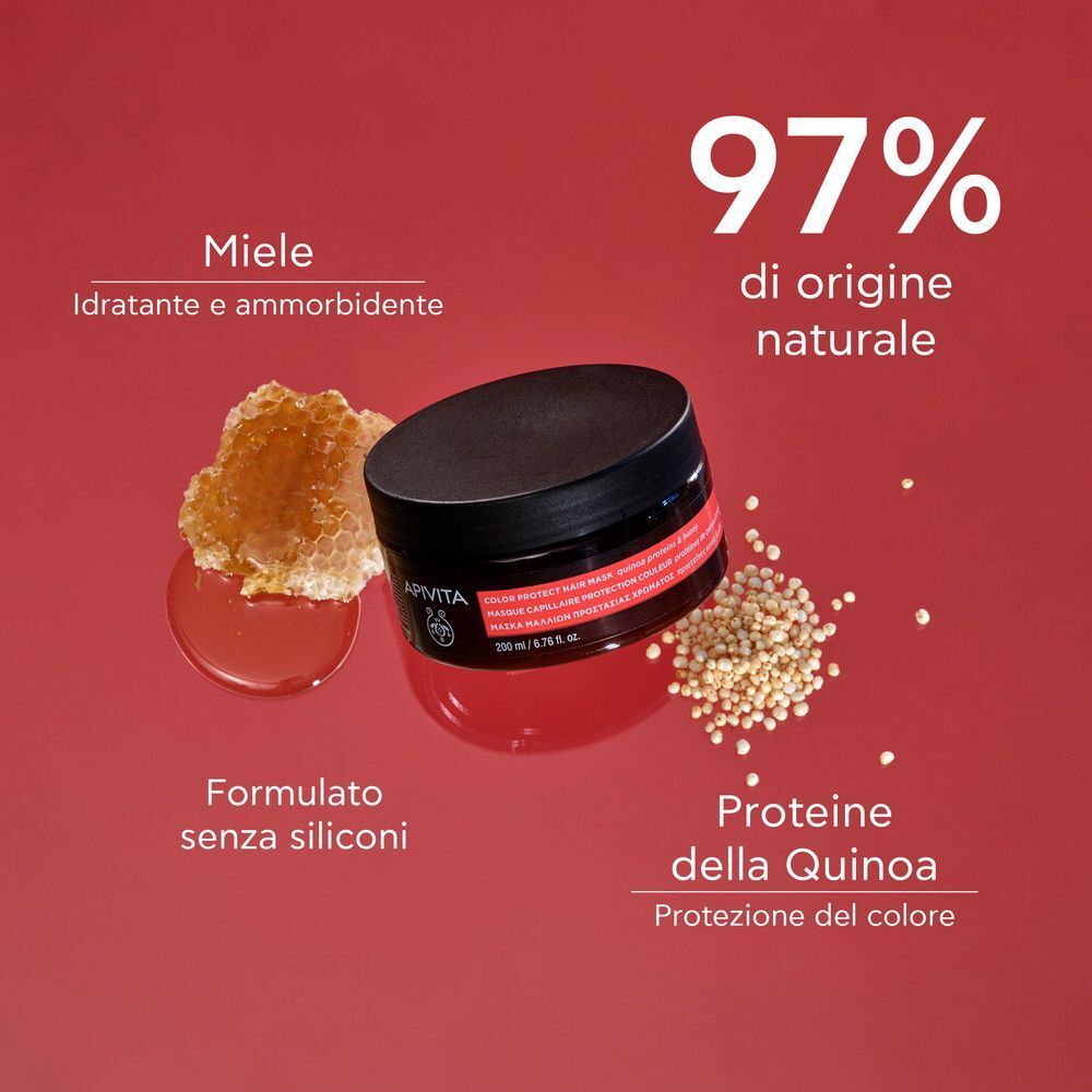 Maschera capelli APIVITA Color Seal con favo di miele e semi di quinoa. 97% ingredienti naturali.