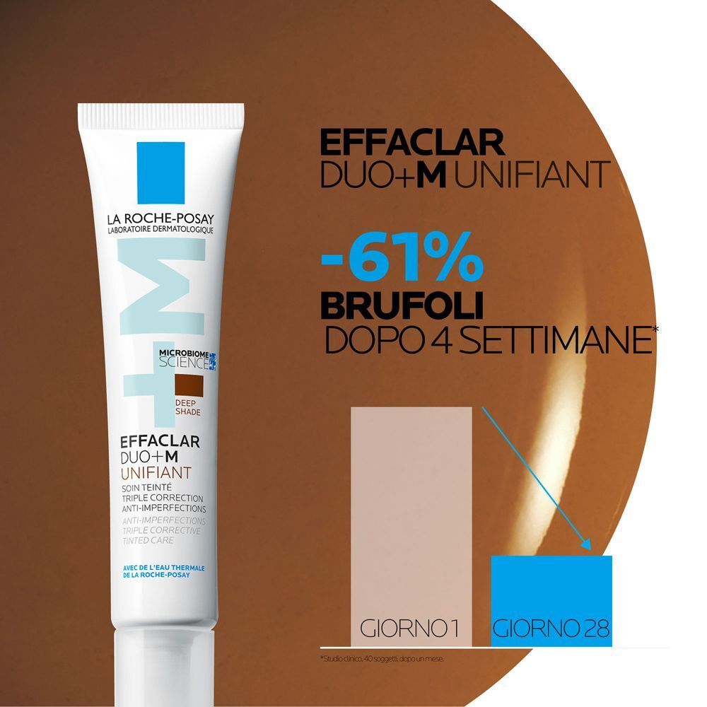 Tubo La Roche-Posay Effaclar Duo+M Unifiant con grafico.