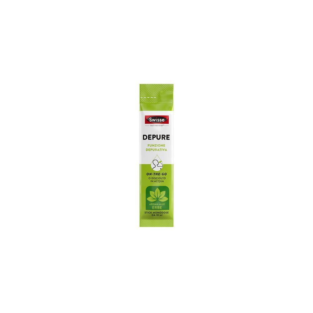 Un singolo stick Swisse Depure, liquido, per uso quotidiano.