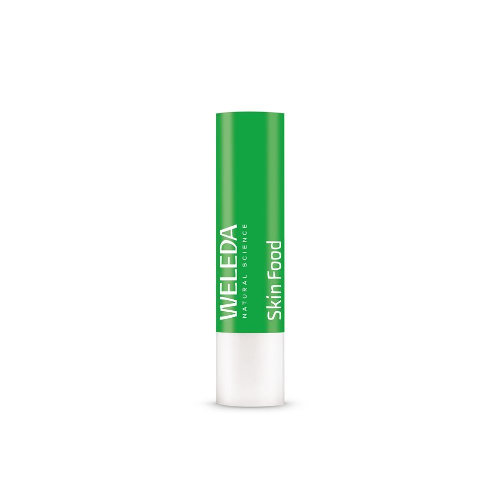 Weleda Skin Food Lip Stick in tubetto verde con base bianca. 4,8g.