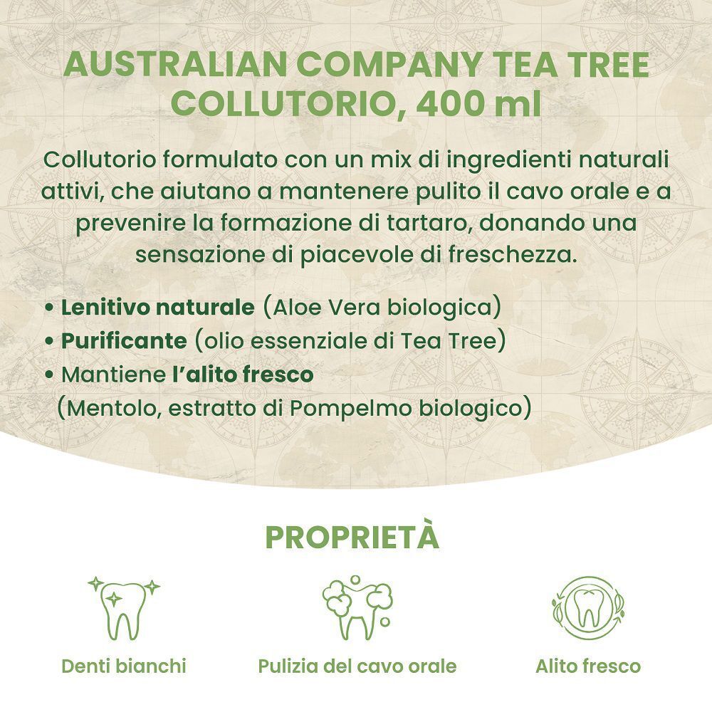 Collutorio Tripla Azione Australian Company 400ml. Ingredienti naturali per denti puliti.