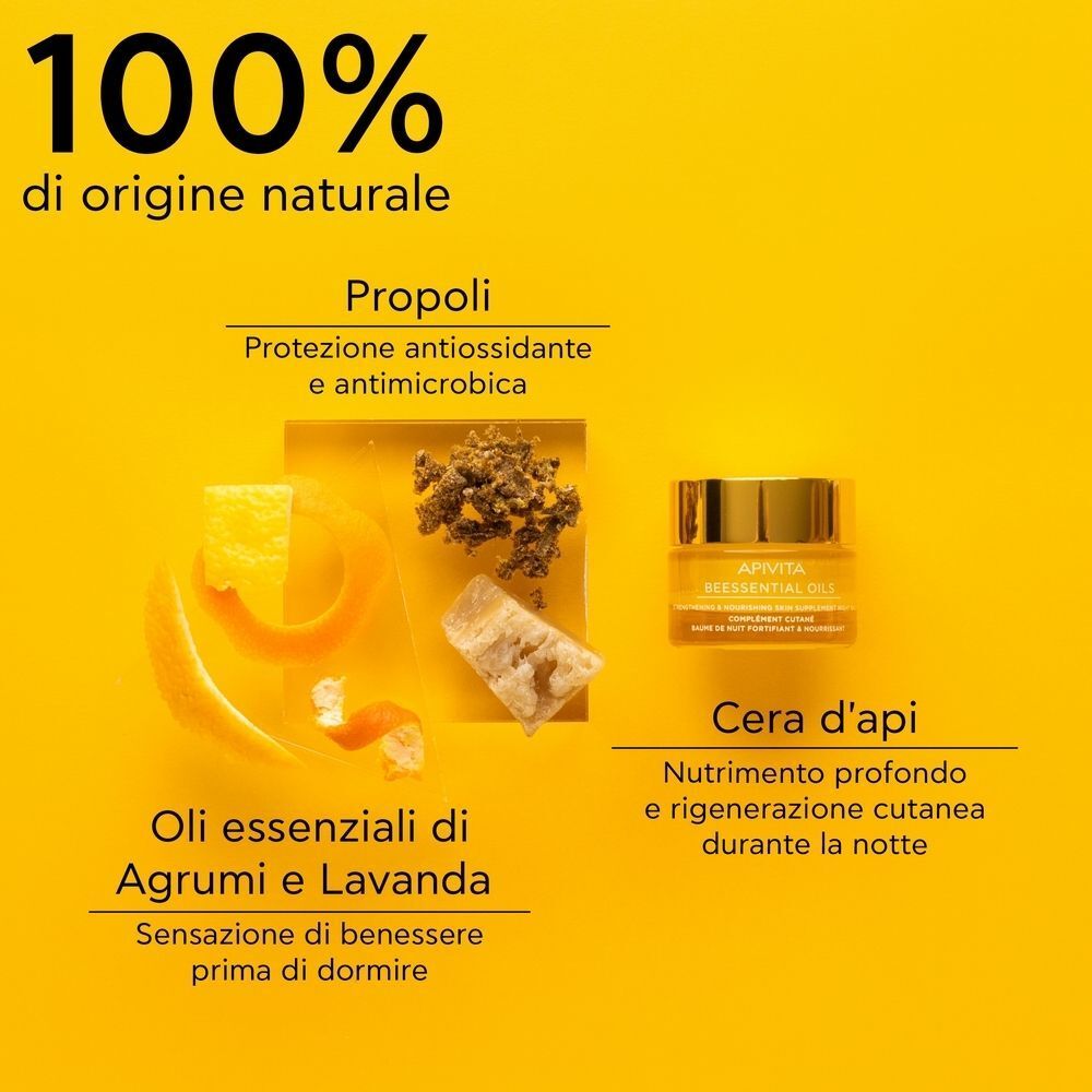 Apivita Beessentials Oils Balsamo Notte, 100% origine naturale, con propoli e cera d'api.