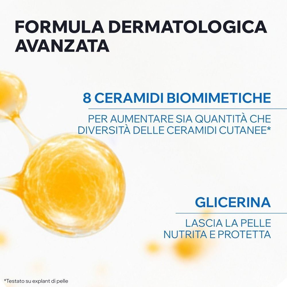 Uriage Xemose C8+ con 8 ceramidi biomimetiche e Chronoxine per alleviare il prurito.
