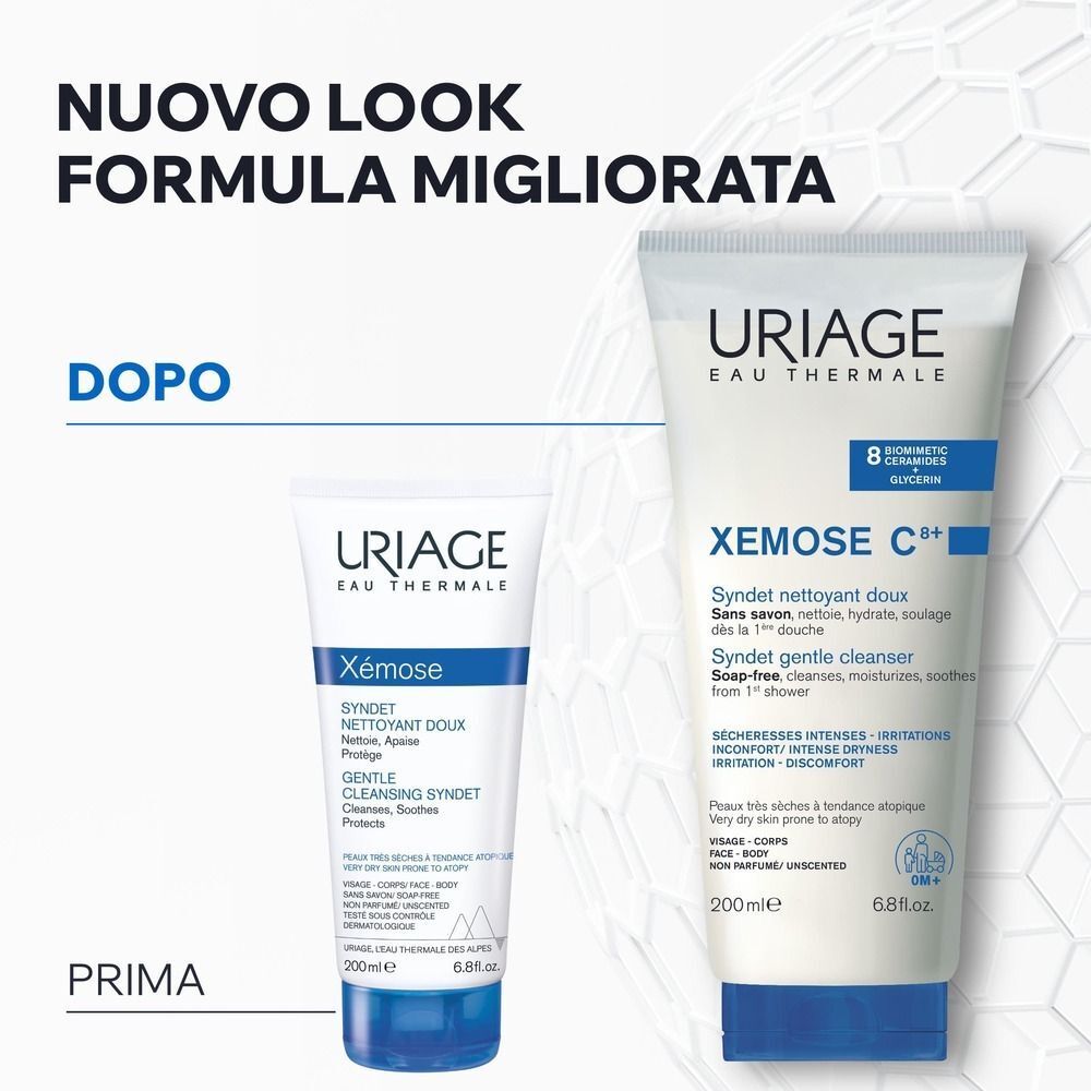 URIAGE XEMOSE C8+ Syndet detergente delicato, bagno e doccia pelle secca a tendenza atopica