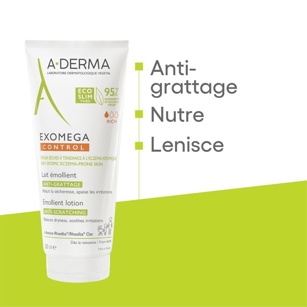 A-Derma Exomega Control Latte: Anti-grattage, Nutriente, Lenitivo.