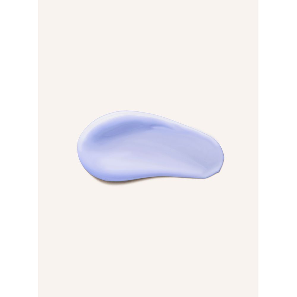 Una macchia di crema azzurra che mostra la consistenza del RAUSCH Balsamo Lucentezza Argentea Alla Salvia.
