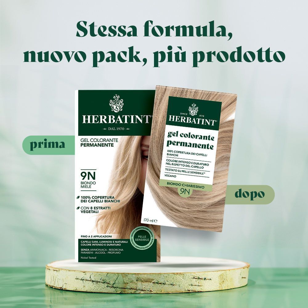 Confronto prima e dopo di Herbatint Gel Colorante Permanente 9N Biondo Chiarissimo.